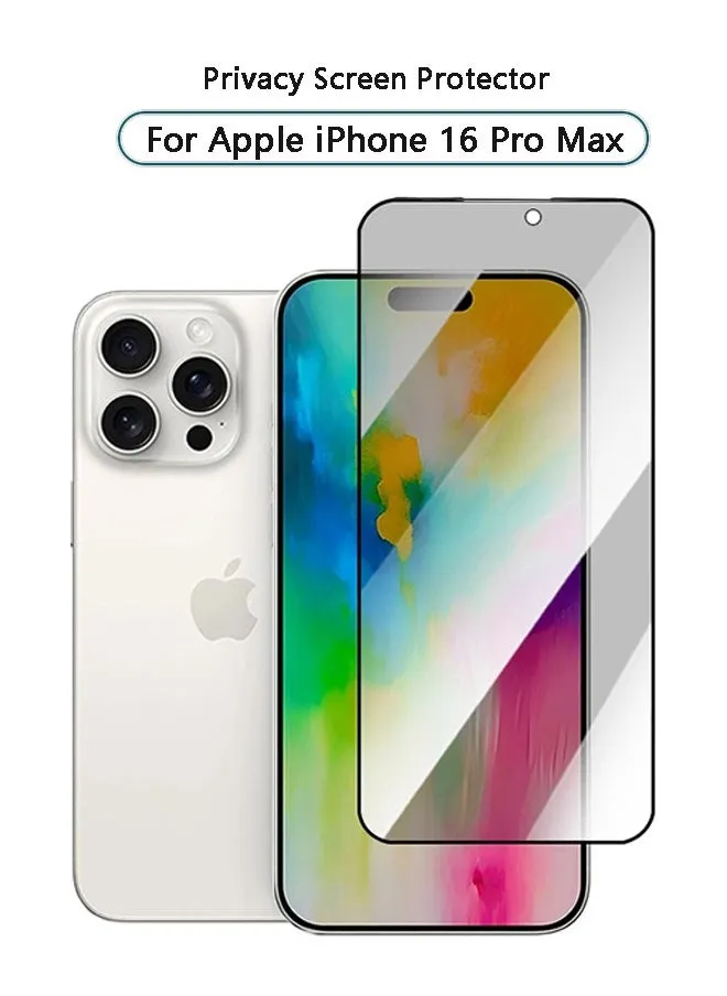 واقي شاشة الخصوصية لجهاز iPhone 16 Pro Max، زجاج مقوى عالي الدقة مضاد للتجسس، مقاوم للخدش وبصمات الأصابع، سهل التركيب-1