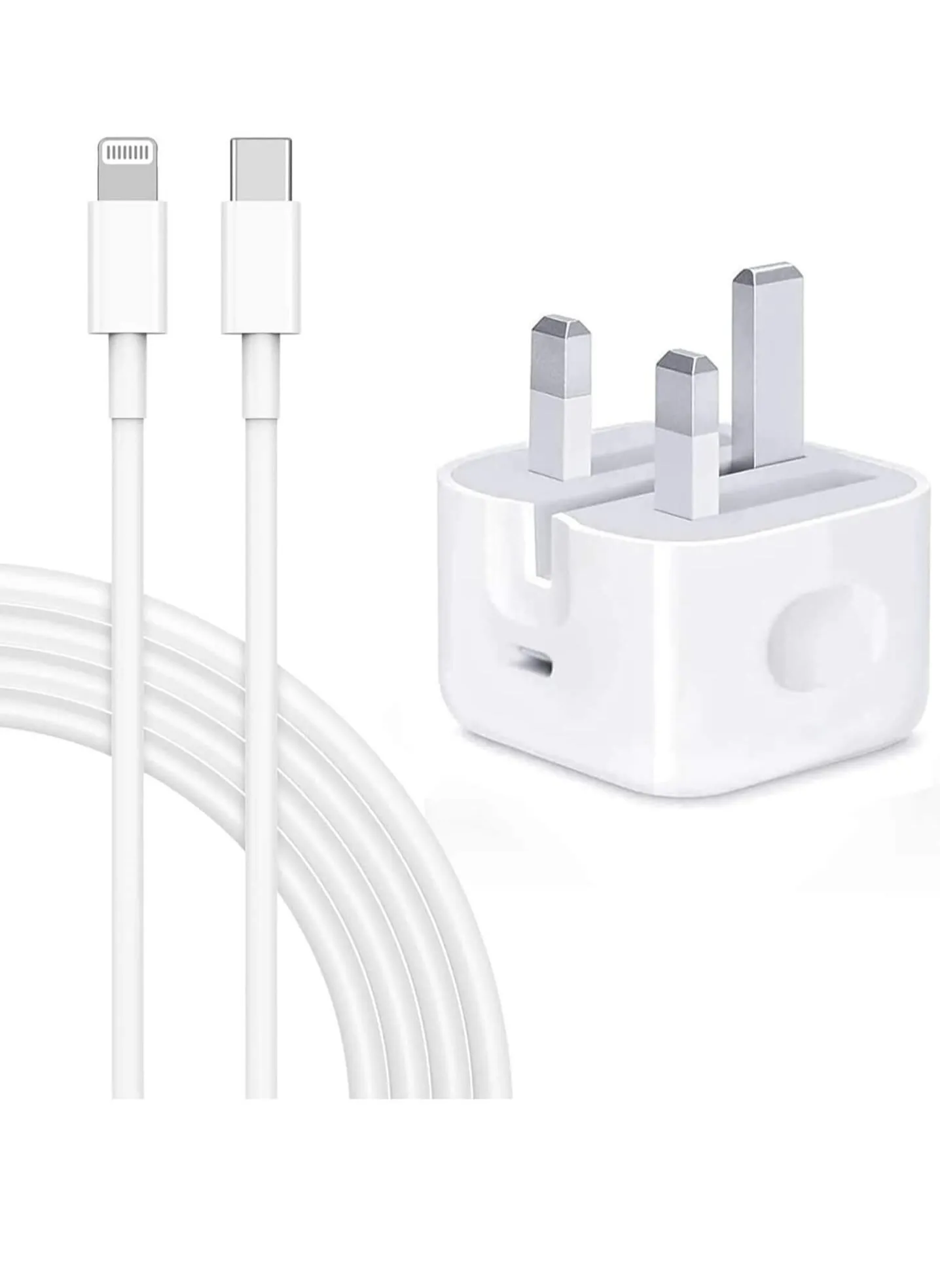 شاحن سريع PD بقوة 20 وات لـ iPhone، محول جداري بقابس نوع C 1-M USB-C إلى Lightning Cable لأجهزة iPad، AirPod، اللون: أبيض-1