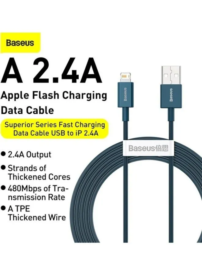 باسيوس كيبل USB إلى IP 2.4A 2 متر (أزرق) أزرق-2