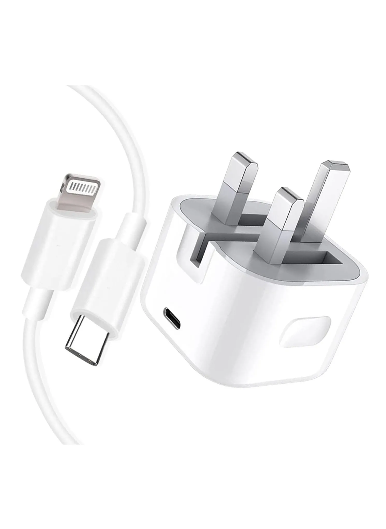 شاحن iPhone [معتمد من Apple MFi] قابس شاحن سريع USB C بقوة 20 واط من Apple وكابل USB-C إلى Lightning بطول 2 متر / 6.6 قدم ، محول PD UK بقدرة 20 واط متوافق مع iPhone 14/13/12/11-1