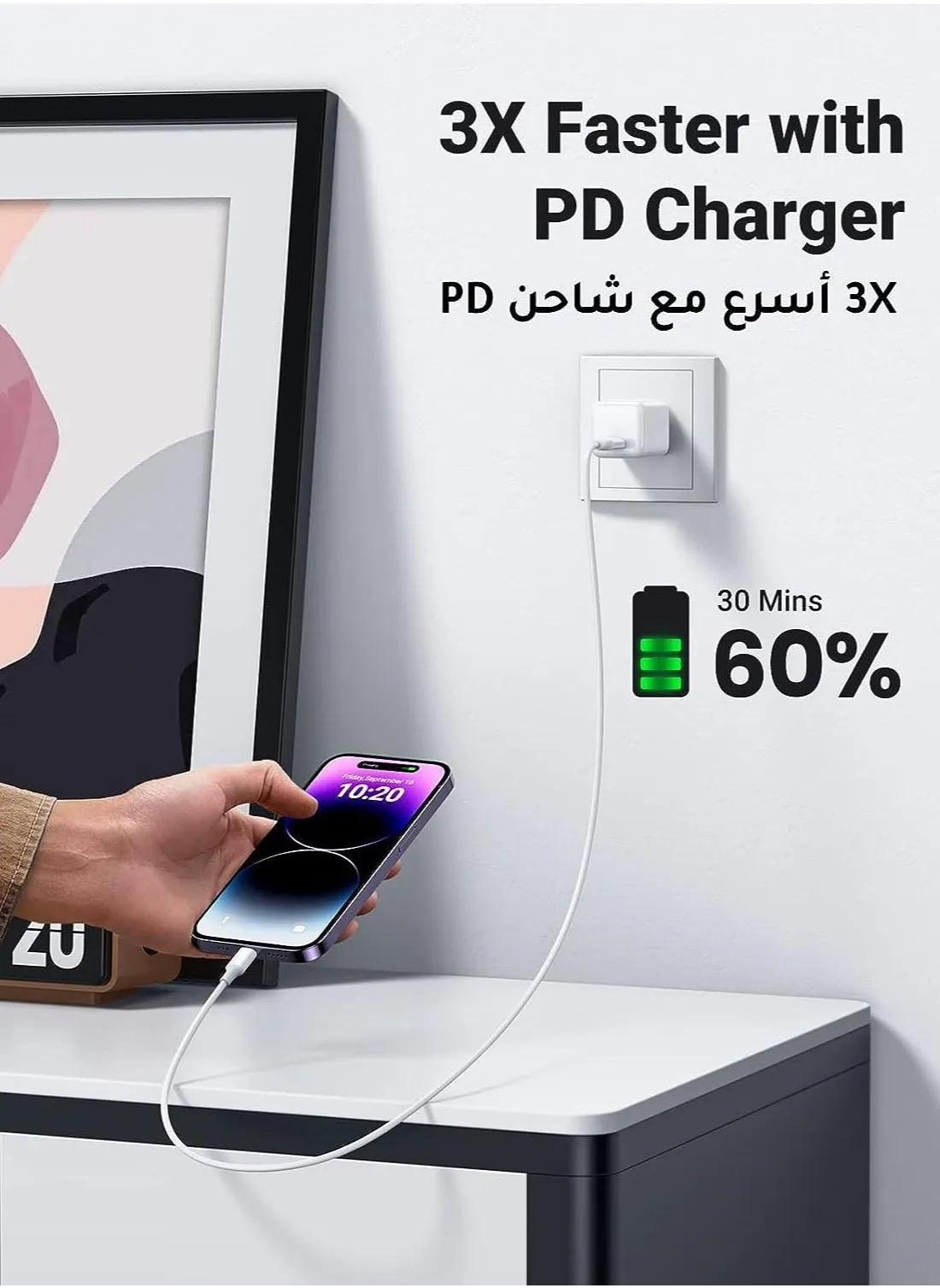 كابل شاحن iPhone 1M [معتمد من MFi] كابل USB C إلى Lightning شحن سريع توصيل الطاقة PD 20W كابل iPhone لـ iPhone 14/14 Pro/14 Plus/14 Pro Max، iPad Pro، iPhone 8-13 جميع السلاسل-2