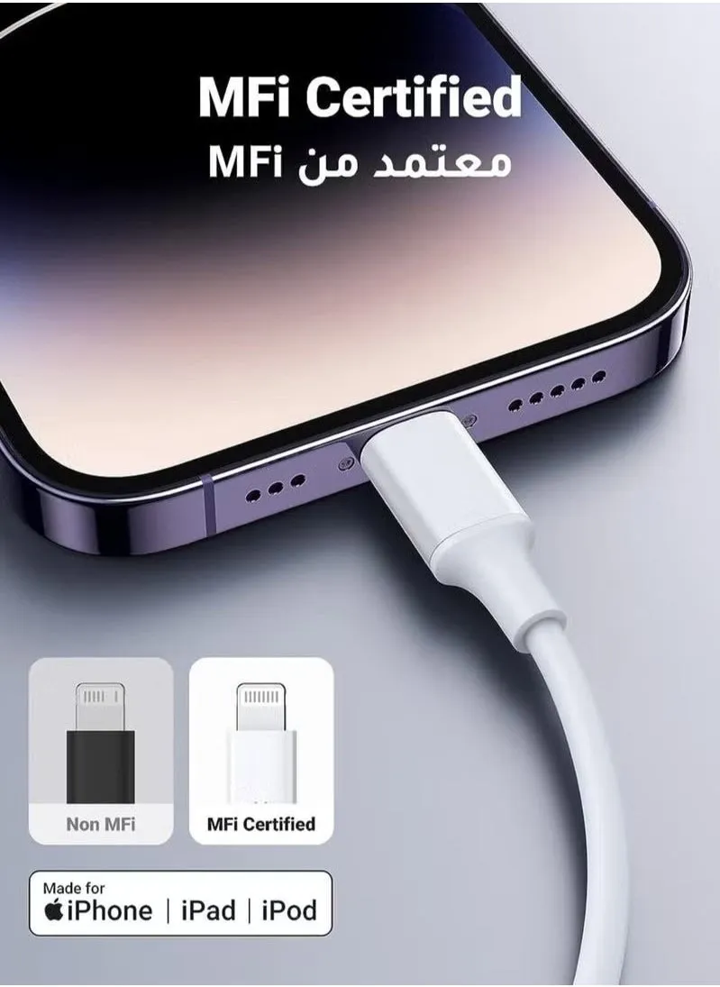 كابل شاحن iPhone 2M [معتمد من MFi] كابل USB C إلى Lightning شحن سريع توصيل الطاقة PD 20W كابل iPhone لـ iPhone 14/14 Pro/14 Plus/14 Pro Max، iPad Pro، iPhone 8-13 جميع السلاسل-2