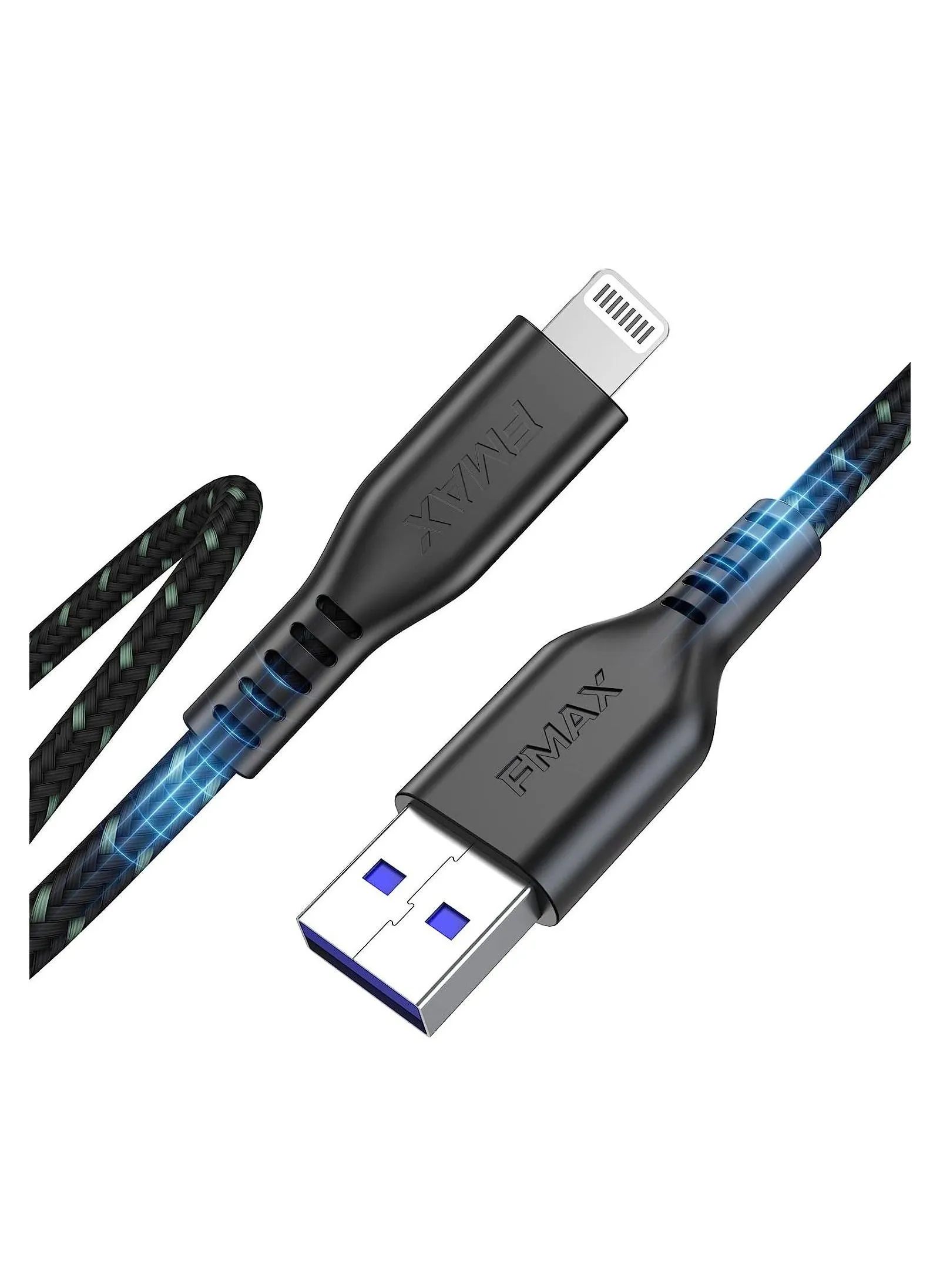 كيبل USB نوع ايه الى لايتنينج معتمد من ابل بطول 4 قدم، كيبل شحن USB / مزامنة لايتنينج متوافق مع ايفون 14/13/12/11/15/برو/ماكس/ميني/اكس/بلس/8/7/6/5S/SE/بلس/ايباد (اسود-1.2 متر/4 قدم)-1