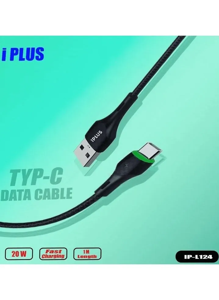 iPlus Fast Charging Data Cable Type-C Cable 20W 1 Meter Charge And Sync With Breathing Light ip-L124-1