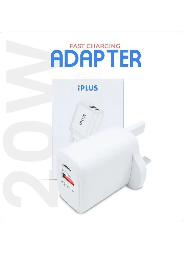 iPLUS iP-CH650 شاحن متنقل عالي السرعة 20 واط 3.0Amp Type-C شاحن سريع المملكة المتحدة قابس PD شاحن مهايئ شاحن-1