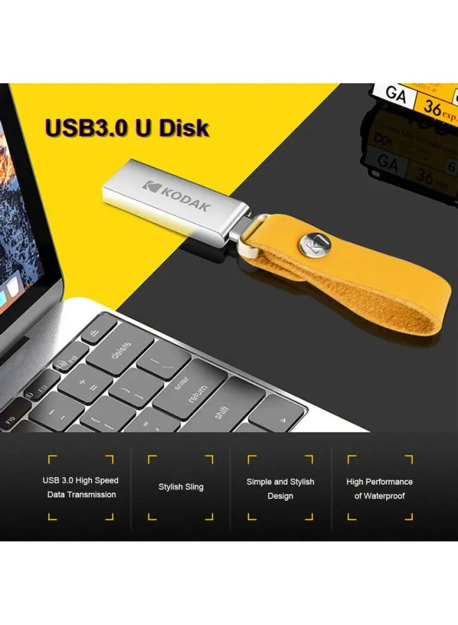 فلاش درايف K123 بمنفذ USB3.0 بتصميم قلم مزود بحمالة، صغير ومحمول ومضاد للماء ومصنوع من المعدن سعة 16 جيجابايت C6682-16-L فضي-2