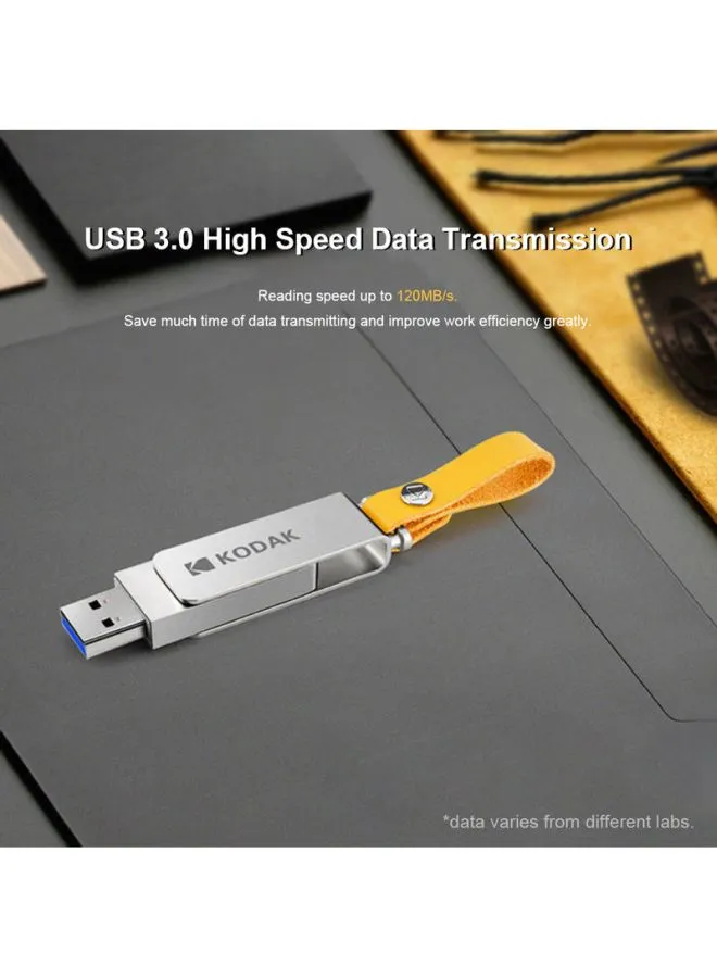 فلاش درايف K133 بمنفذ USB 3.0، صغير ومحمول ومضاد للماء ومصنوع من المعدن مصمم على شكل قلم ومزود بحمالة بسعة 32 جيجابايت C6681-32-L فضي-2