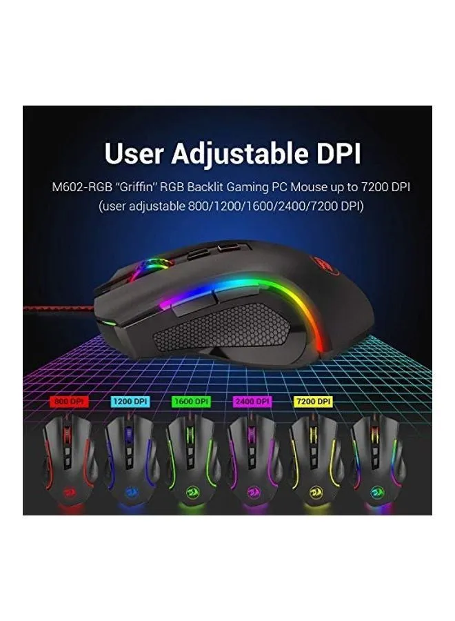 لوحة مفاتيح الألعاب الميكانيكية K552 RGB مع مفاتيح زرقاء وماوس M607 RGB كومبو 7.200 نقطة لكل بوصة-2