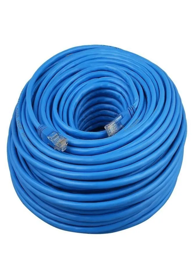 كابل إيثرنت Cat6E Network Round Cord (50 متر) RJ45 23AWG متوافق مع أجهزة الكمبيوتر المحمول والكمبيوتر المحمول ومودم اللون الأزرق-1