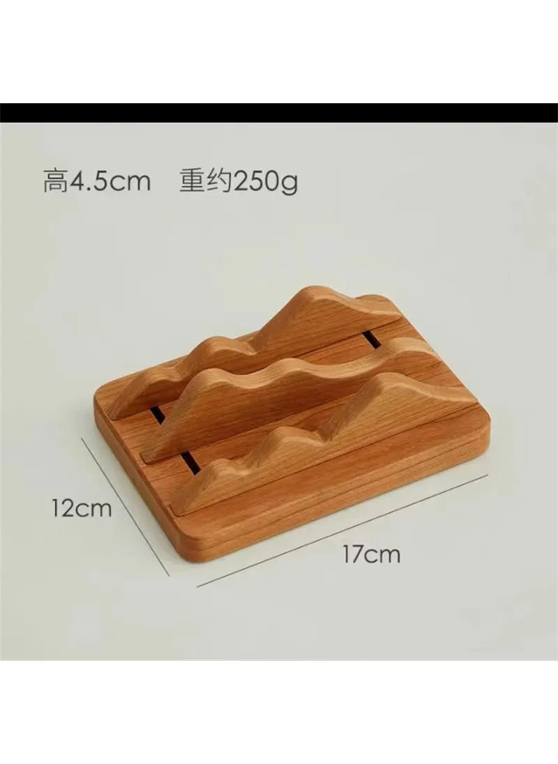 Laptop Stand Vertical Tablet Holder Cooling Dock Organizer Mountain Hidden Adjustable Double Groove Cherry Wood-1