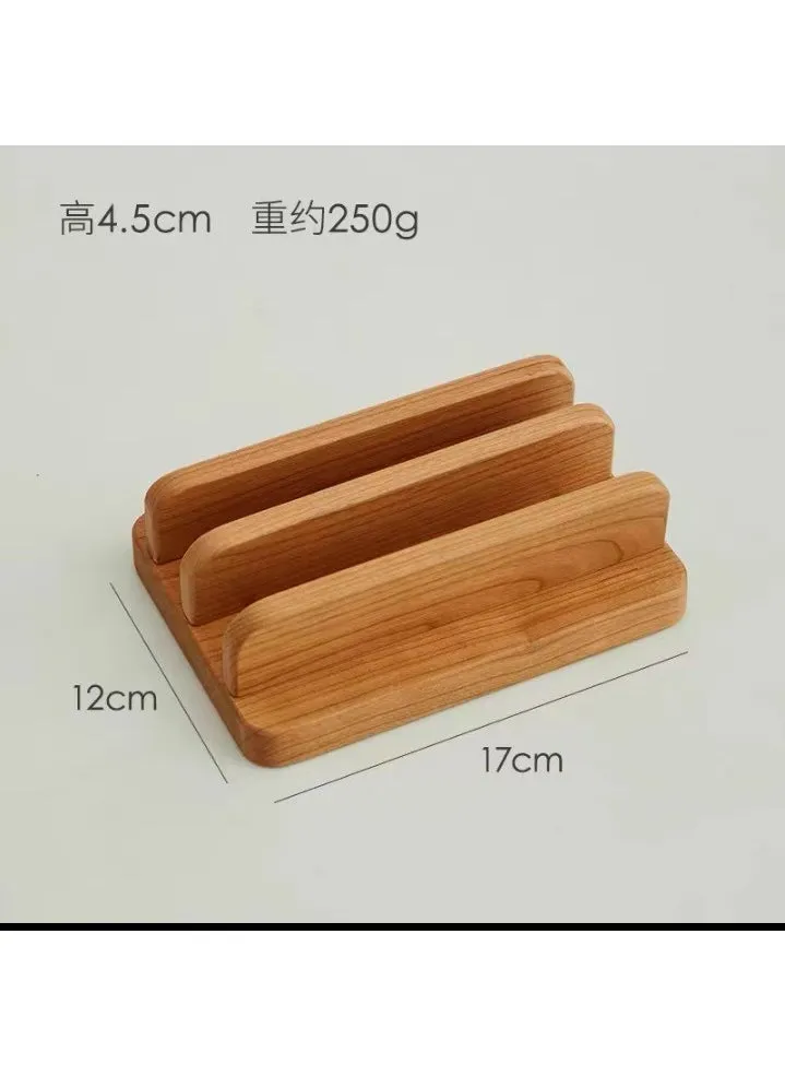 Laptop Stand Vertical Tablet Holder Cooling Dock Organizer Standard Adjustable Double Groove Cherry Wood-1