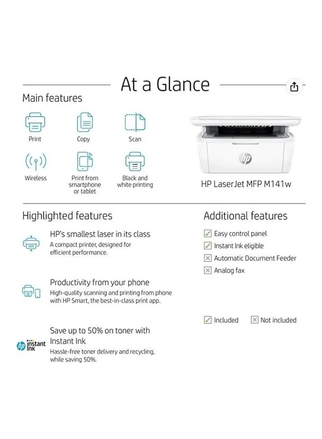 طابعة ليزر جيت MFP M141w باللون الأبيض أبيض-2