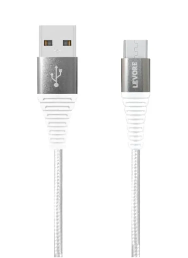 LEVORE Cable Micro USB 1.8m Nylon Braided - White-1