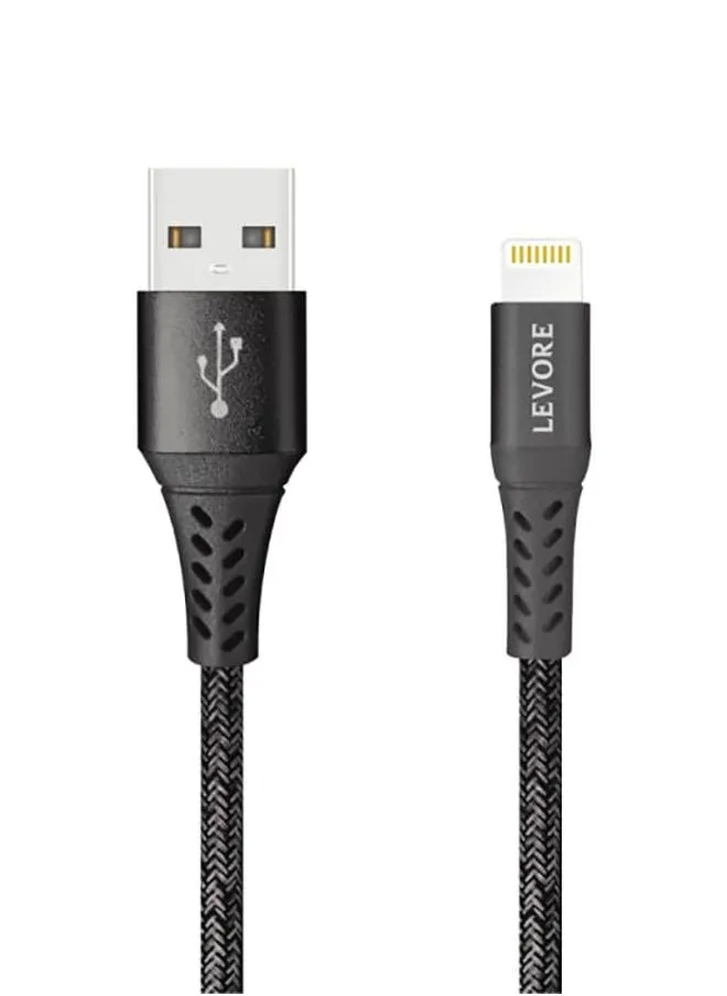 Levore USB to Lightning Nylon Cable MFI Certified 1m - Black-1