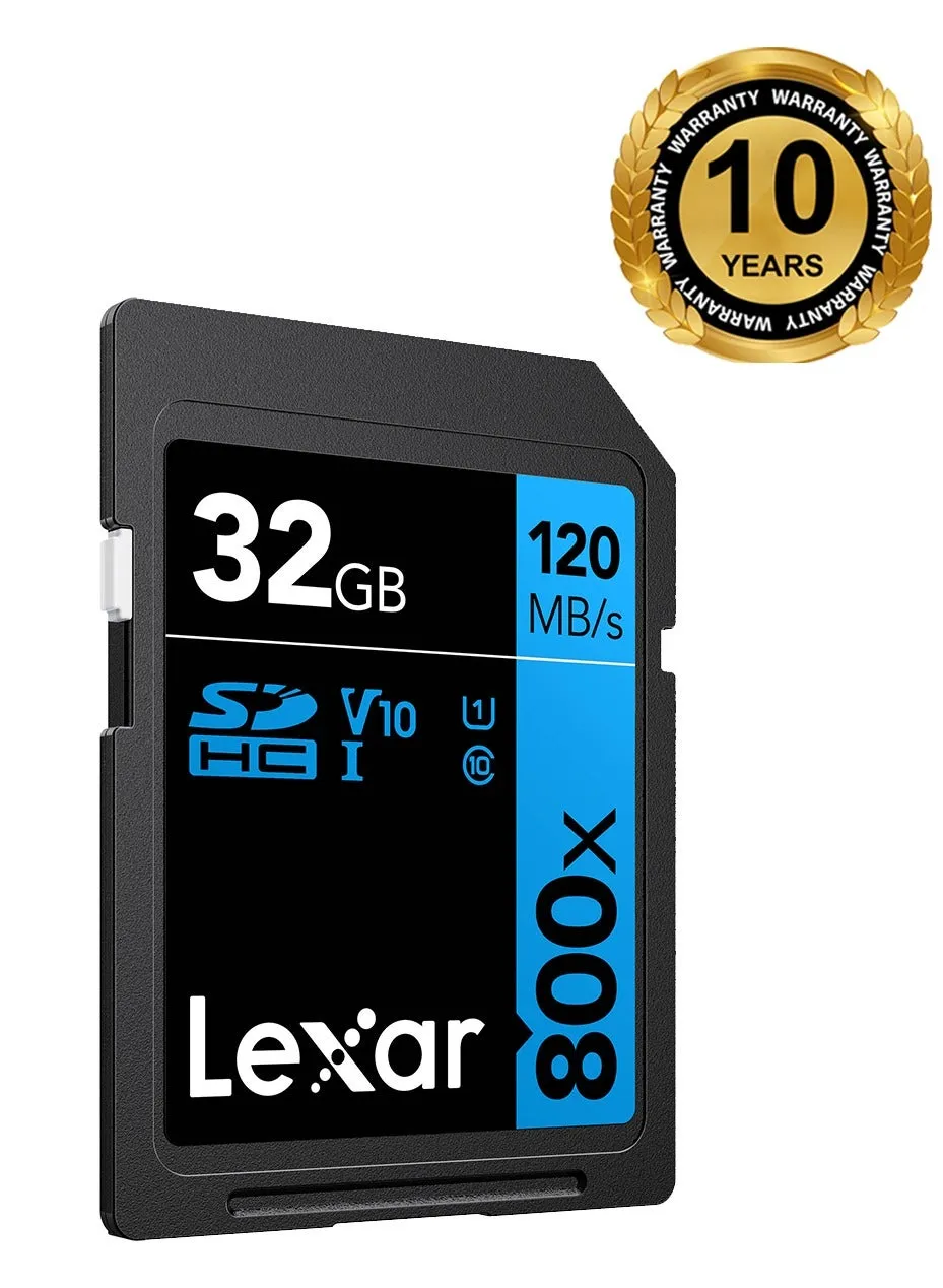 بطاقة ذاكرة Lexar سعة 32 جيجابايت عالية الأداء 800x UHS-I SDHC (سلسلة زرقاء) - ضمان لمدة 10 سنوات - الموزع الرسمي 32 جيجابايت-1