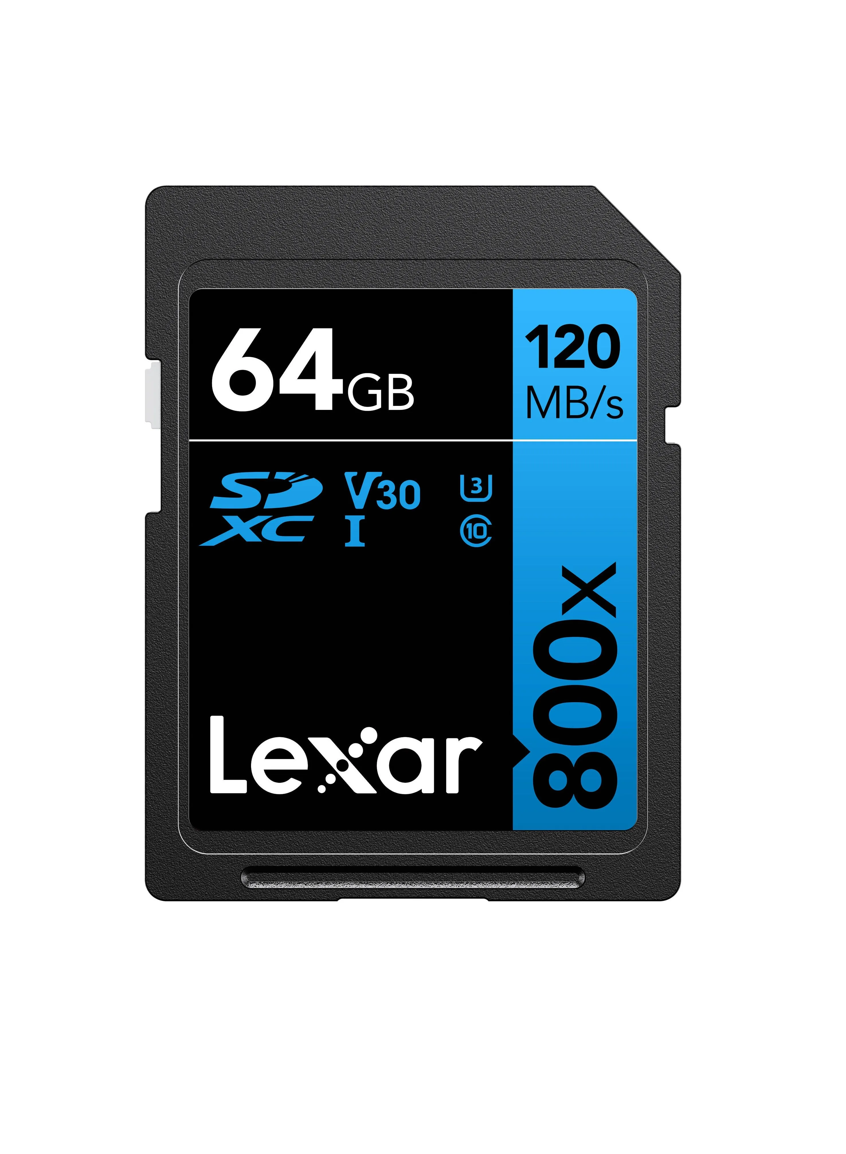 بطاقة ذاكرة Lexar عالية الأداء 64 جيجابايت 800x UHS-I SDHC (السلسلة الزرقاء) 64 جيجابايت-1