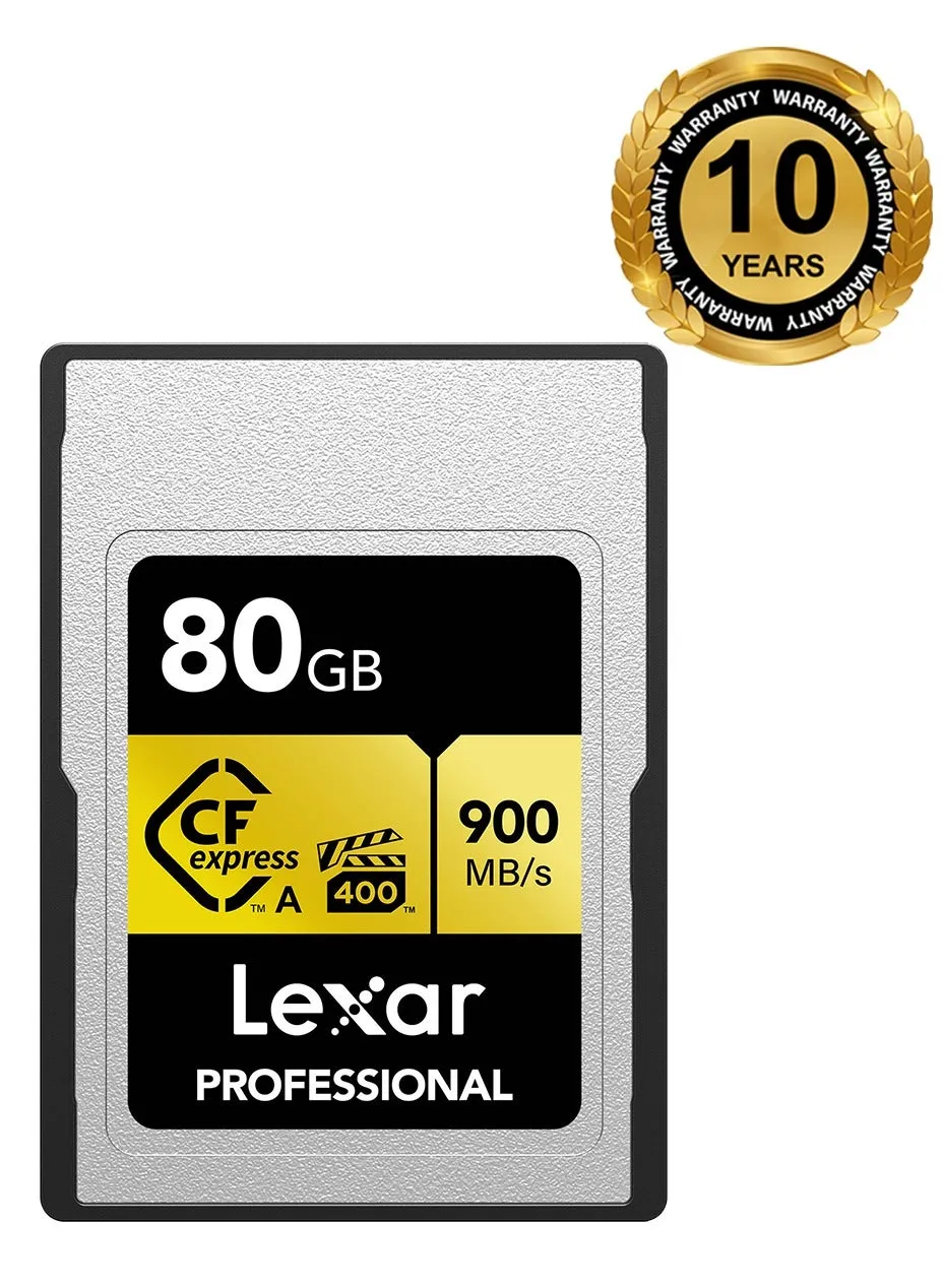 Lexar 80GB Professional CFexpress Type A Card GOLD SeriesLexar 320GB Professional CFexpress Type A Card GOLD Series - ضمان 10 سنوات - الموزع الرسمي 80 جيجابايت-1