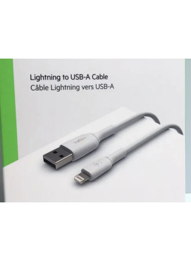 كابل شحن لايتنينج (كابل بووست تشارج من لايتنينج إلى USB لأجهزة آيفون وآي باد وآيربودز) معتمد من MFi بطول متر واحد أبيض-2