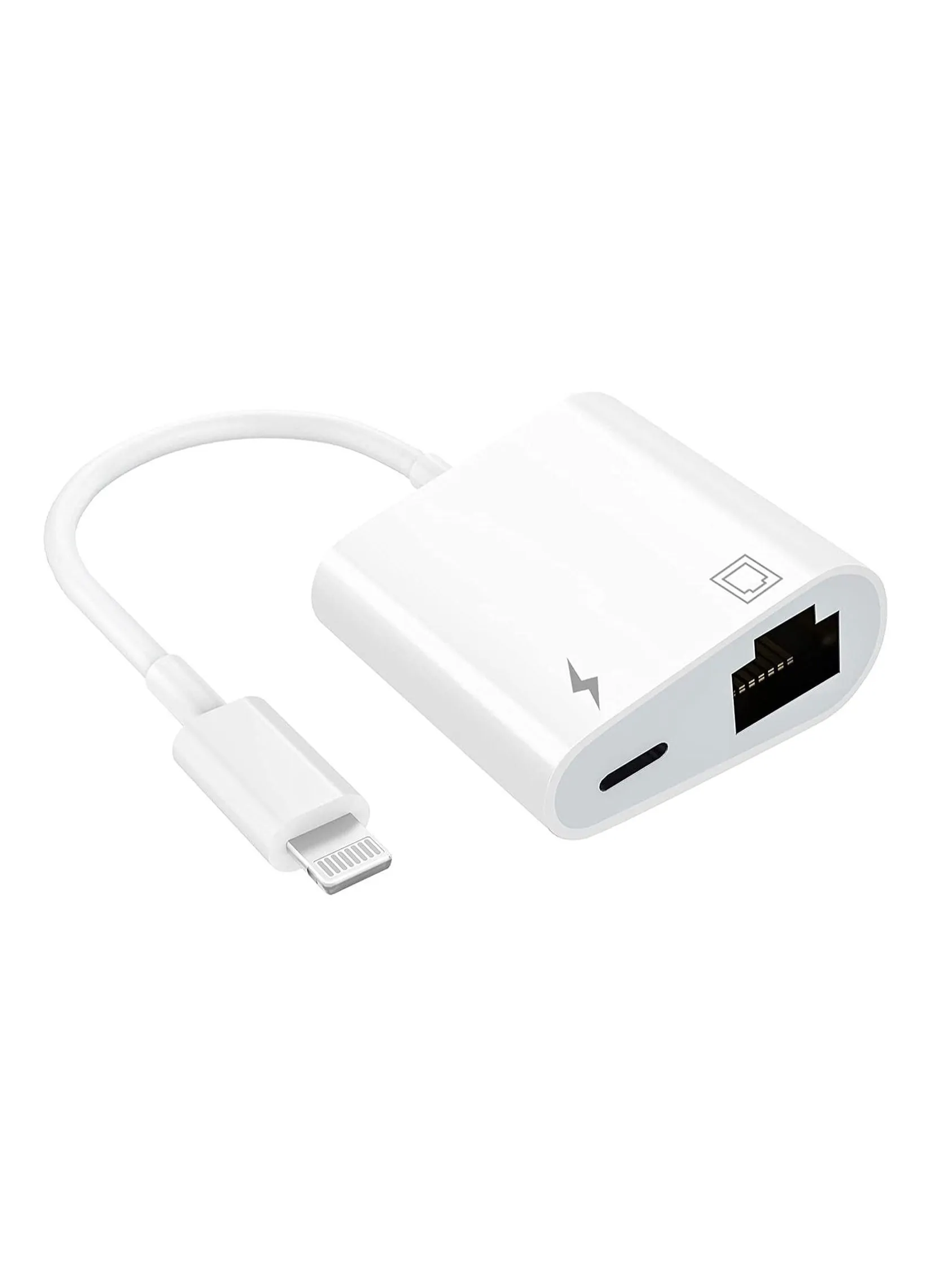 محول لايتنينج إلى إيثرنت، [معتمد من Apple MFi] 2 في 1 محول شبكة LAN RJ45 مع منفذ شحن متوافق مع iPhone/iPad/iPod، التوصيل والتشغيل، يدعم 100 ميجابت في الثانية-1