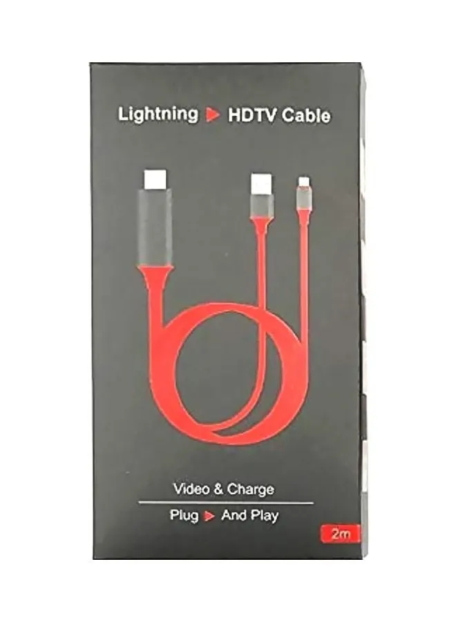 كابل Lightning إلى HDMI أحمر وأسود-2