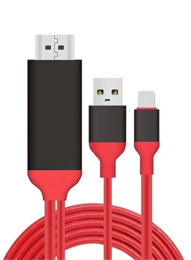 كابل Lightning إلى HDMI للشحن ومزامنة البيانات أحمر-1