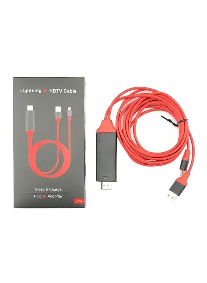 محول كابل Lightning إلى HDMI HDTV لأجهزة Iphone و Ipad باللون الأحمر-2