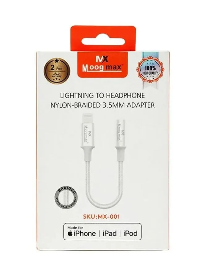 Lightning To Headphone Nylon Braided 3.5MM Adapter-1