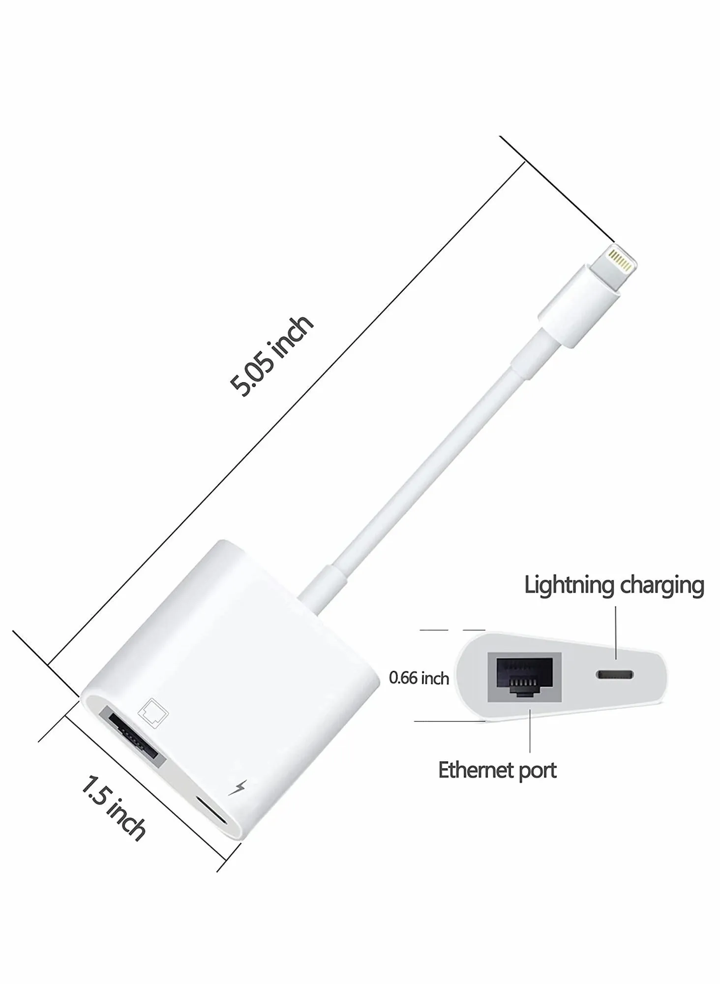 محول Lightning إلى RJ45 إيثرنت LAN مع منفذ شحن لأجهزة iPhone و iPad المحددة بسرعة 100Mbps، التوصيل والتشغيل.-2