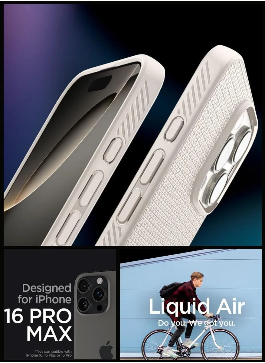 غطاء حماية Liquid Air لهاتف iPhone 16 Pro Max (2024) - تيتانيوم طبيعي-2