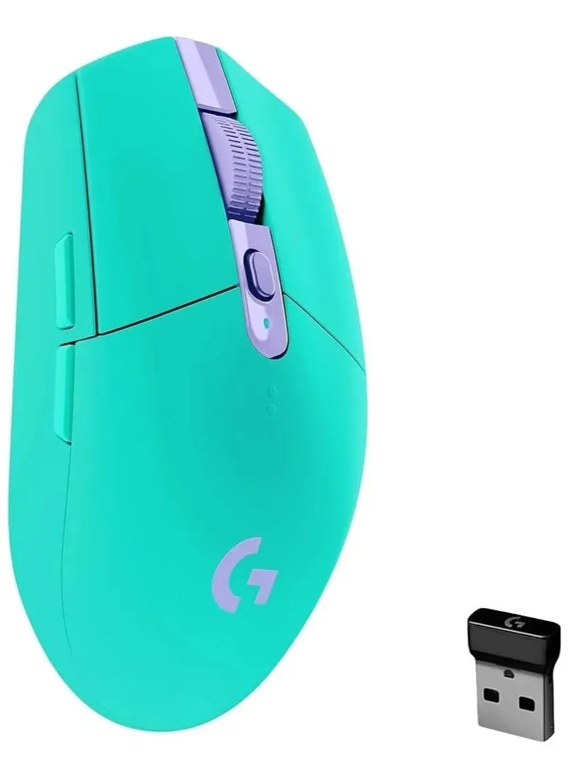 ماوس الألعاب اللاسلكي Logitech G304 Lightspeed، مستشعر البطل، 12000 نقطة لكل بوصة، خفيف الوزن، 6 أزرار قابلة للبرمجة، عمر بطارية 250 ساعة، ذاكرة داخلية، متوافق مع جهاز الكمبيوتر/Mac (أخضر)-1