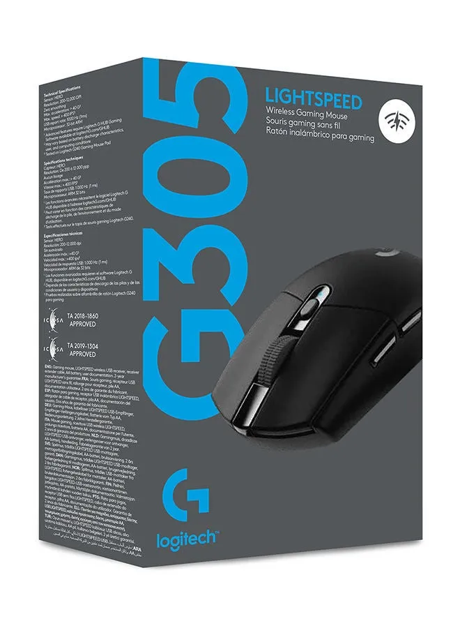 ماوس الألعاب اللاسلكي Logitech G305 Lightspeed، مستشعر HERO، 12000 نقطة لكل بوصة، خفيف الوزن، 6 أزرار قابلة للبرمجة، عمر بطارية 250 ساعة، ذاكرة داخلية، متوافق مع أجهزة الكمبيوتر الشخصية / Mac أسود-2