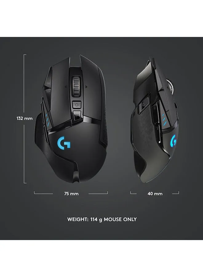 ماوس الألعاب اللاسلكي Logitech G502 Lightspeed، مستشعر Hero 25K، 25600 نقطة في البوصة، RGB، أوزان قابلة للتعديل، 11 زرًا قابلاً للبرمجة، عمر بطارية طويل، ذاكرة داخلية، جهاز كمبيوتر / ماك - أسود-2