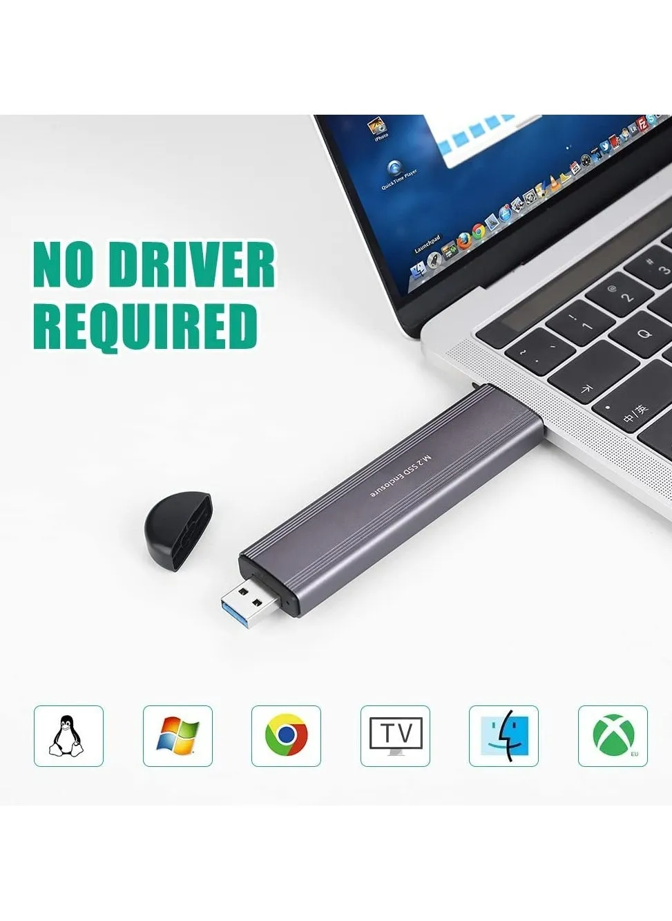 محول حاوية محرك أقراص الحالة الصلبة M.2 SSD، علبة محول بروتوكول مزدوج NVME/SATA مع USB C 3.1/3.2 Gen 2 و USB A، 10 جيجابت في الثانية PCI-E/6 جيجابت في الثانية SATA، دعم علبة محرك أقراص الحالة الصلبة لحجم 2230/2242/2260/2280 (فضي)-2