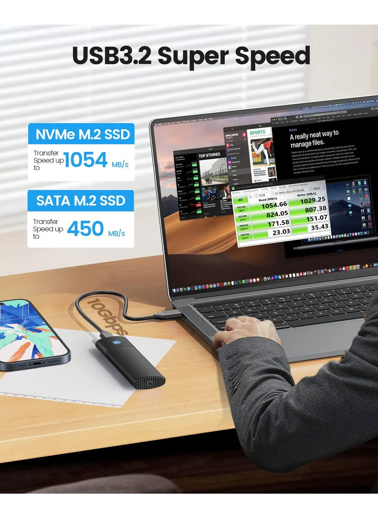 محول حاوية SSD M2 NVMe SATA بدون أدوات، USB C 3.2 Gen 2 بسرعة 10 جيجابت في الثانية NVME، 5 جيجابت في الثانية NGFF SATA PCIe M Key أو BM Key 2230 2242 2260 2280، قارئ M2 خارجي من الألومنيوم يدعم UASP Trim PWDM2-2