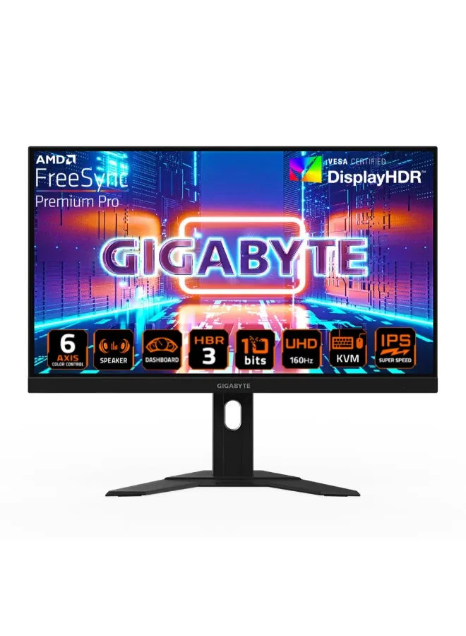 شاشة Gigabyte M27U مقاس 27 بوصة 160 هرتز 2160 بكسل UHD-KVM، شاشة عرض 3840 x 2160 4k SS IPS، وقت استجابة 1 مللي ثانية (MPRT)، 95% DCI-P3، HDR، FreeSync Premium Pro، 1x DP 1.4، 2X HDMI 2.1، 3X USB 3.2 ، 1x USB من النوع C باللون الأسود-1