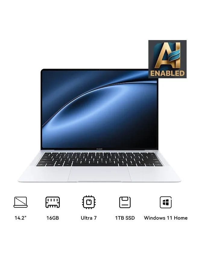 كمبيوتر محمول MateBook X Pro بشاشة OLED مرنة مقاس 14.2 بوصة ومعالج Intel Core Ultra 7 وذاكرة وصول عشوائي سعة 16 جيجابايت ومحرك أقراص SSD سعة 1 تيرابايت وبطاقة رسومات Intel Iris XE ونظام التشغيل Windows 11 Home-1