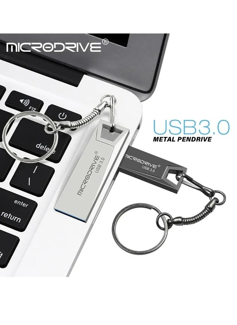 محرك أقراص USB 3.0 معدني، محرك أقراص USB محمول قوي ومتين، محرك أقراص USB معدني سريع النقل للبيانات، محرك أقراص USB مقاوم للصدمات للكمبيوتر المحمول، (قطعة واحدة، أسود 128 جيجابايت)-2