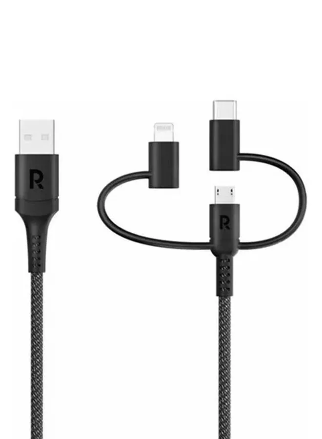 3 في 1 USB Micro عالمي مع كابل شحن من النوع C وLightning بطول 1.2 متر-1