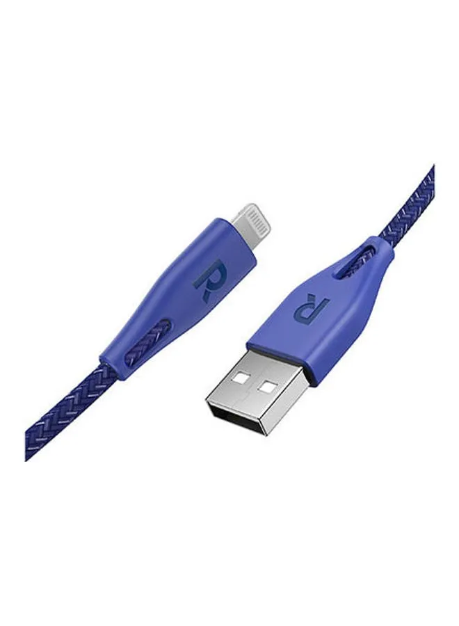 كابل نايلون USB-A إلى Lightning 3M أزرق لون أزرق-2