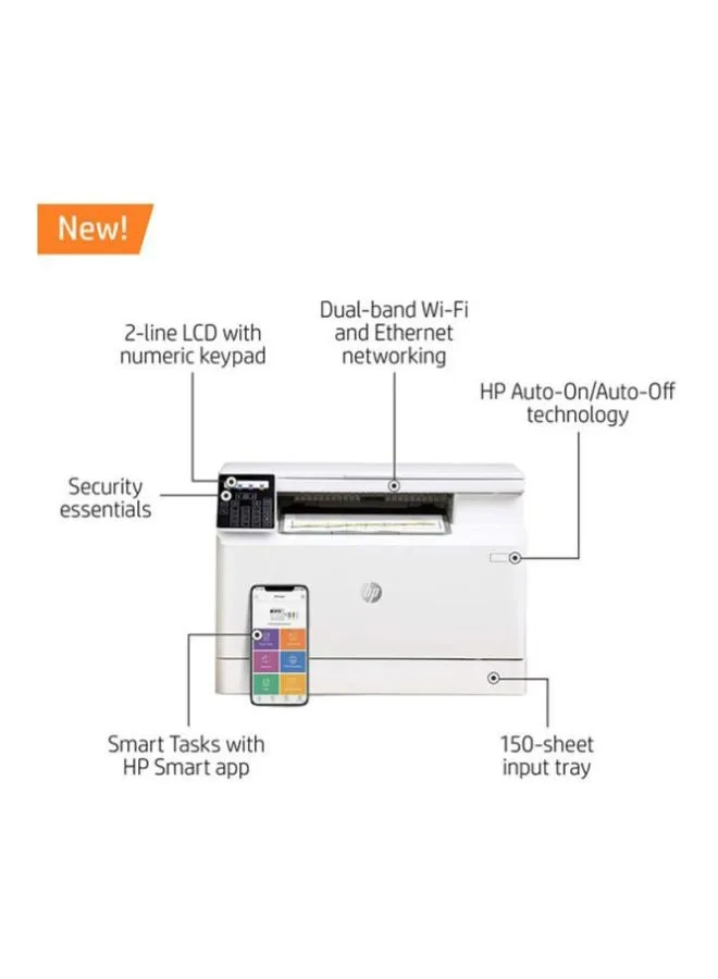 طابعة ليزر جيت برو بالألوان طراز MFP M182n 11.5x16.5بوصة أبيض-1