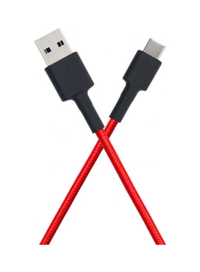 كابل مي USB Type-C بتصميم مضفر أحمر-1