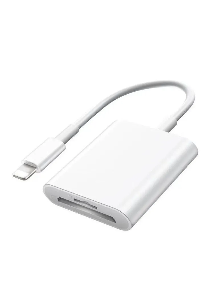 Micro SD Card/SD Card Reader for iPhone/iPad with Dual Slots Compatible with iPhone Adapter White-1