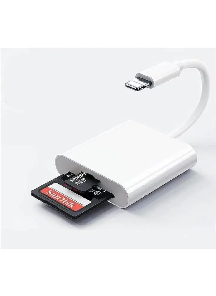 Micro SD Card/SD Card Reader for iPhone/iPad with Dual Slots Compatible with iPhone Adapter White-2