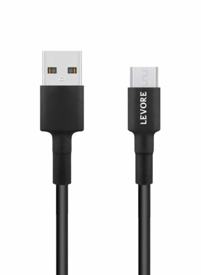 كابل 1M من بلاستيك PVC من USB A إلى مايكرو USB لون أسود.-1