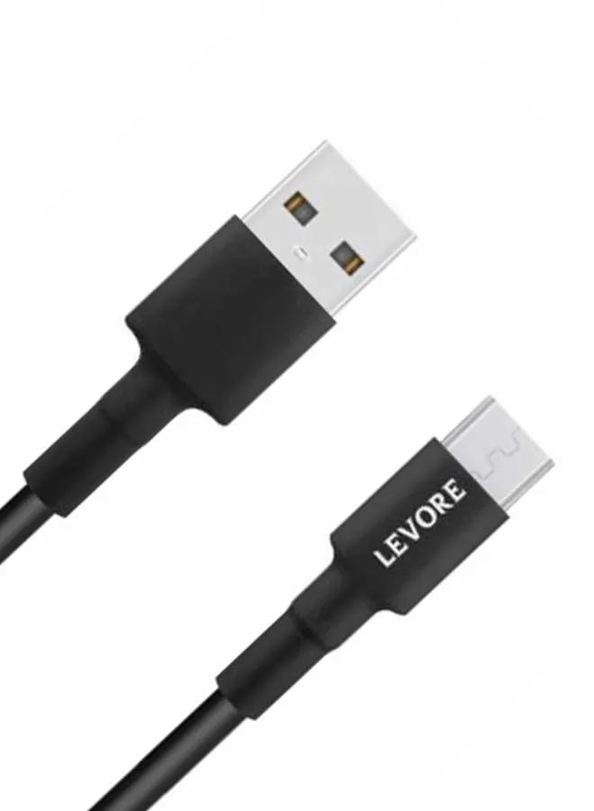 كابل 1M من بلاستيك PVC من USB A إلى مايكرو USB لون أسود.-2