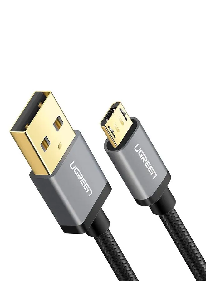 كابل شحن سريع مضفر من النايلون وبمنفذ USB إلى منفذ مايكرو USB 2.0 وبطول 1 متر ويدعم نظام أندرويد ومتوافق مع أجهزة نوت ونيكسوس ونوكيا وبلايستيشن 4 أسود-1