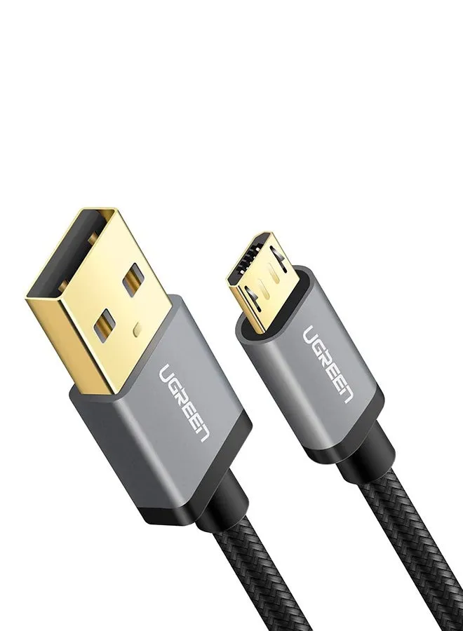 كابل من USB2.0 إلى مايكرو USB2.0 بطول مترين مغلف بالنايلون المضفور للشحن السريع لأجهزة أندرويد، وهو متوافق مع نوت ونيكسوس ونوكيا وبلايستيشن 4 أسود-1