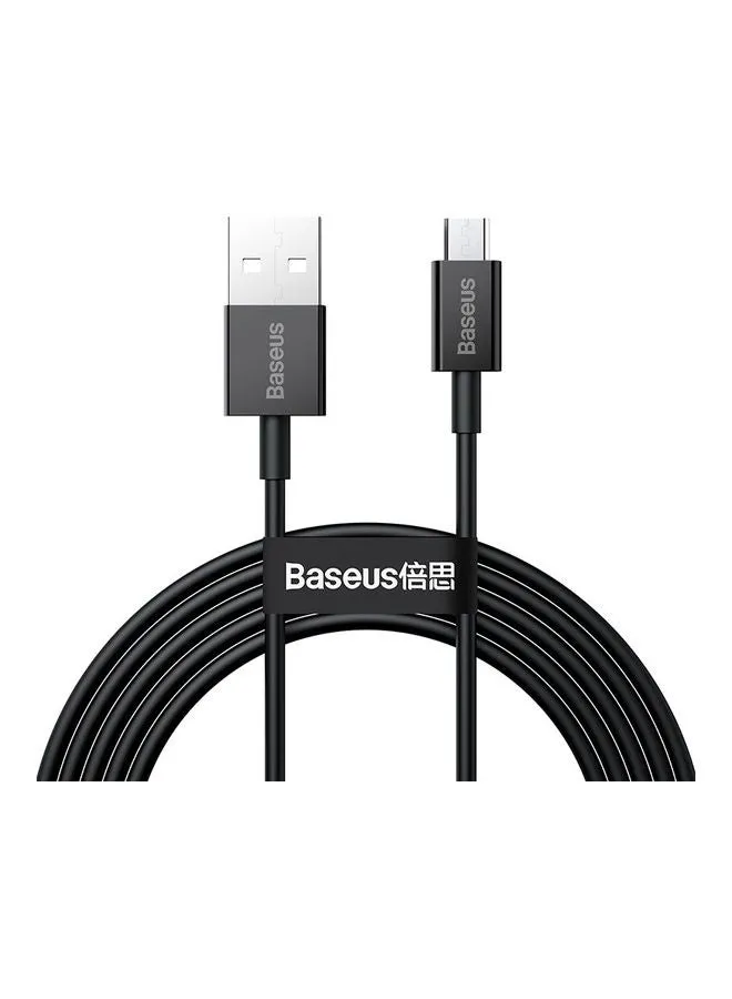 كابل مايكرو USB للشحن السريع من منفذ USB إلى مايكرو USB 2.0 للأجهزة بنظام تشغيل أندرويد مناسب لهاتف جالاكسي S7 وS6 ونوت، وإل جي، ونيكسوس، ونوكيا، وبلايستيشن 4 بطول 2 متر أسود-1