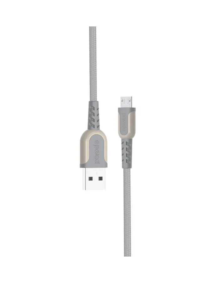 كابل شحن ومزامنة بيانات بمنفذ Micro USB رمادي-1