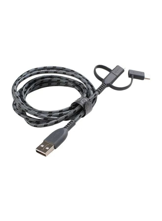 كابل ثلاثي من مايكرو USB إلى USB-A أسود/ رمادي-1